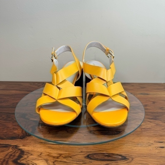 Cole Haan Jamie Block Heel Sandals Orange Leather - Picture 6 of 13